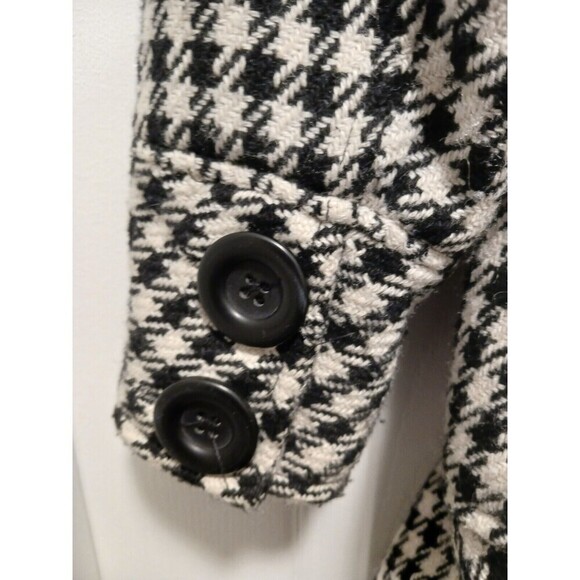 Forever 21 Wool Blend Pea Coat Double Breasted Black White Plaid S - Picture 6 of 6